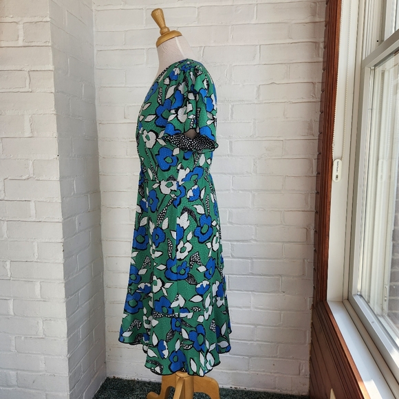 Cabi Celebrate Reversible Dress 6148 Floral Dot Green Blue Black Mesh Sz M - Picture 4 of 8